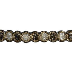 ANTHROPOLOGIE Charcoal Grey Beaded Elastic Belt